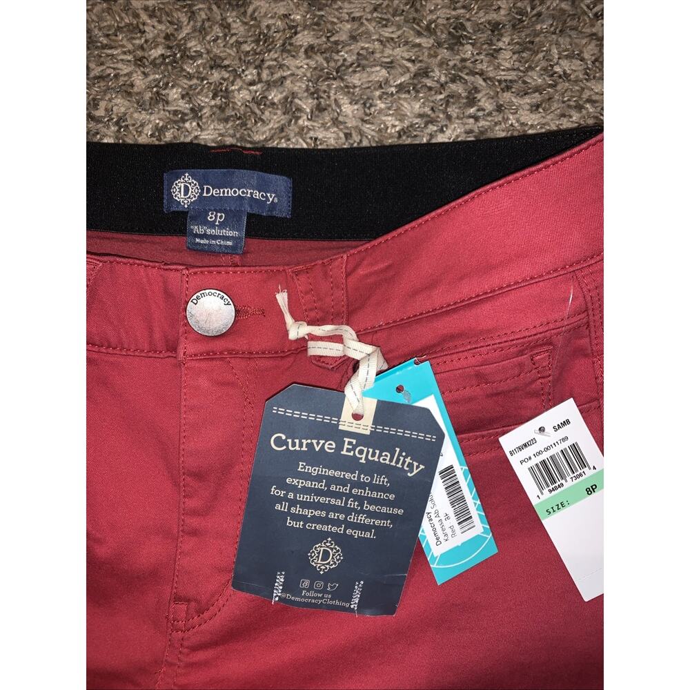 Democracy Ab Solution Skinny Capri Jeans Women’s 8P Red Skinny Stretch NWT - Picture 2 of 6